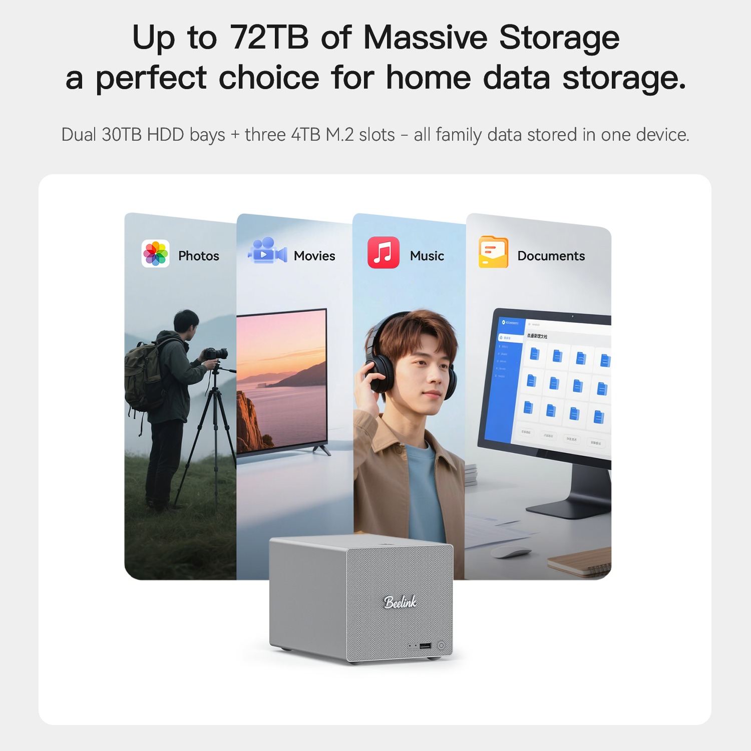 คอมพิวเตอร์ขนาดเล็ก/เก็บข้อมูลบนเครือข่าย beelink me pro 2 bay hybrid nas/ mini pc intel® n150 คอมพิวเตอร์ขนาดเล็ก/เก็บข้อมูลบนเครือข่าย beelink me pro 2 bay hybrid nas/ mini pc intel® n150
