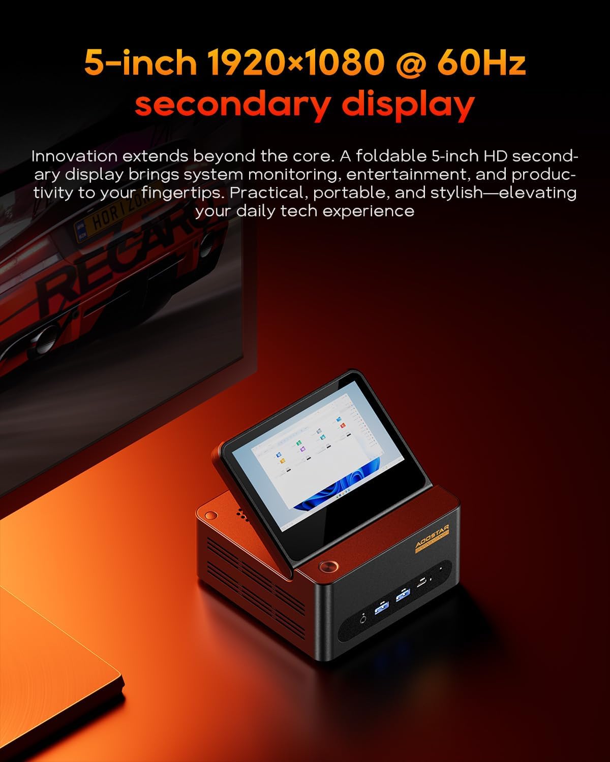mini pc aoostar g flip amd r7 pro 8845hs / h255 with 5" hd screen compact factor home server, nas, virtual machine mini pc aoostar g flip amd r7 pro 8845hs / h255 with 5" hd screen compact factor home server, nas, virtual machine
