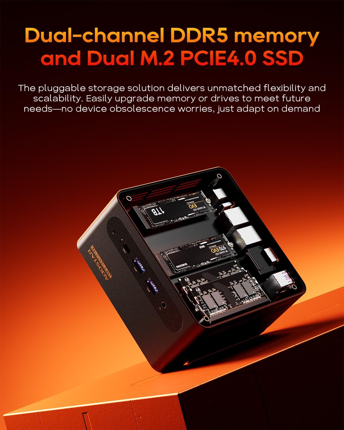 mini pc aoostar g flip amd r7 pro 8845hs / h255 with 5" hd screen compact factor home server, nas, virtual machine mini pc aoostar g flip amd r7 pro 8845hs / h255 with 5" hd screen compact factor home server, nas, virtual machine